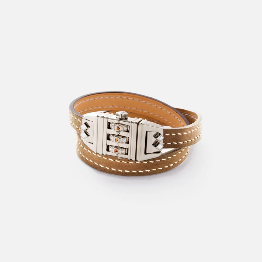 James Banks Design Brown Leather Code Bracelet - Handmade Adjustable Cuff for Men & Women