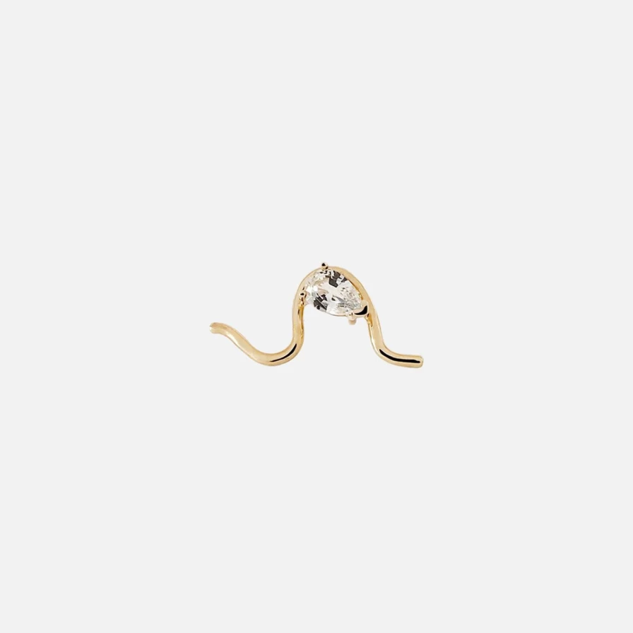 14K Yellow Gold Flat Back Diamond Mumu Wave Stud Earrings by Labulgara