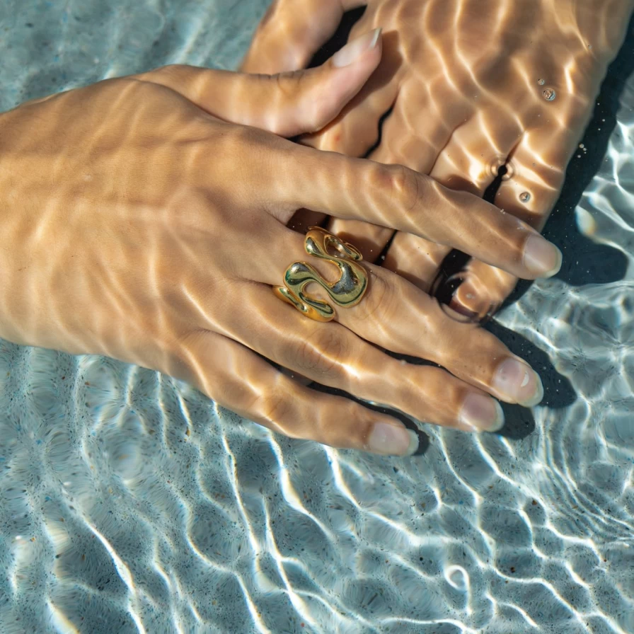 14K Yellow Gold Sene Ring by White/Space - Elegant Minimalist Band