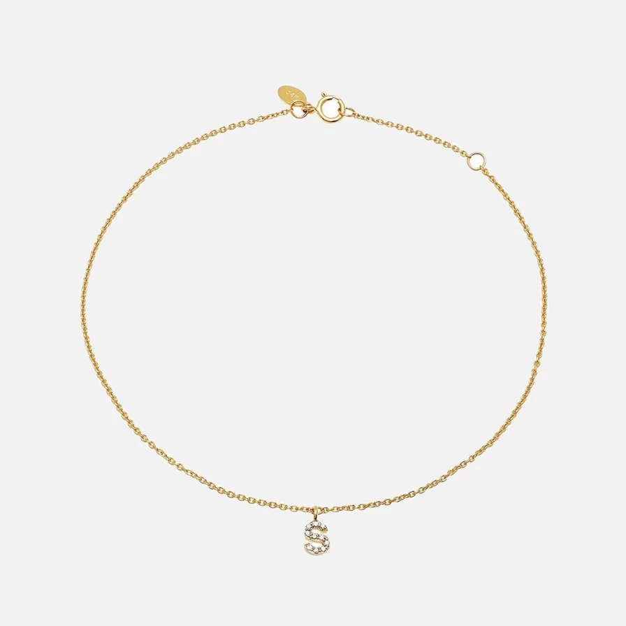 Eriness Diamond Mini Initial Bracelet - Personalized Gold Letter Charm Bracelet for Women