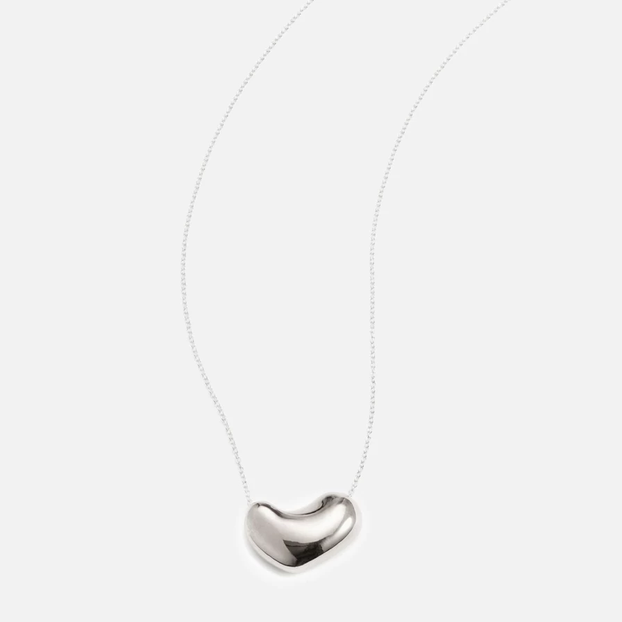 AGMES Sterling Silver Small Sculpted Heart Pendant Necklace