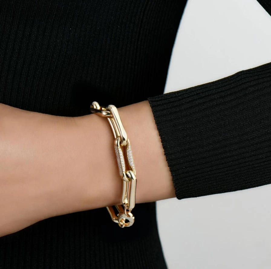 Lionheart Milano Pinched Link Bracelet - Sterling Silver Adjustable Chain Bracelet for Women