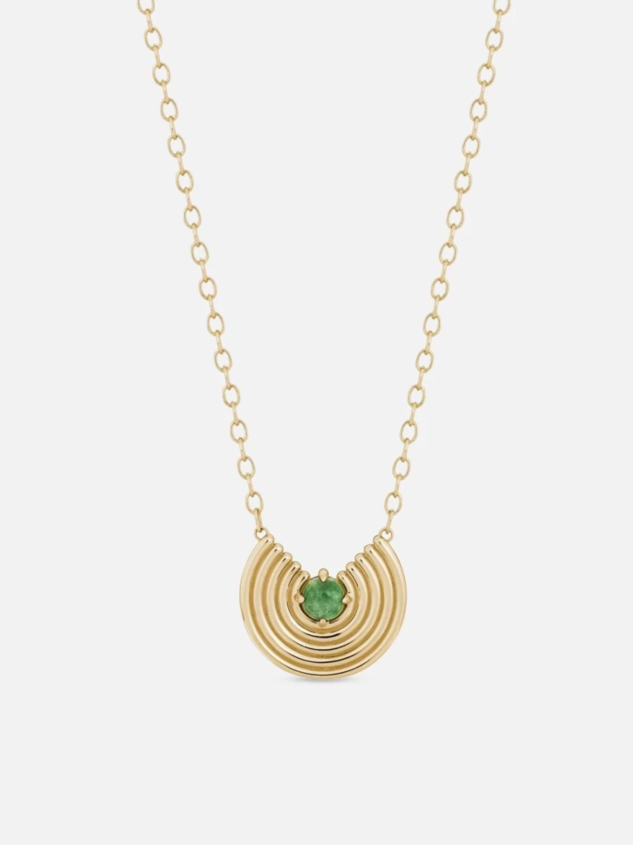 ParkFord Large Revival Jade Pendant Necklace - Elegant Vintage Green Gemstone Jewelry for Women