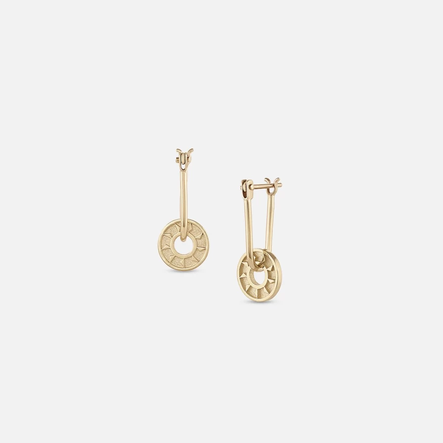 "EMBLM Fine Jewelry Baby Ennead Earrings in 14K Yellow Gold – Dainty & Elegant"