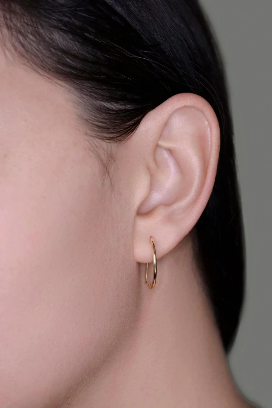 Labulgara Medium Demi Hoop Earrings - 14K Gold Plated Huggie Hoops for Women