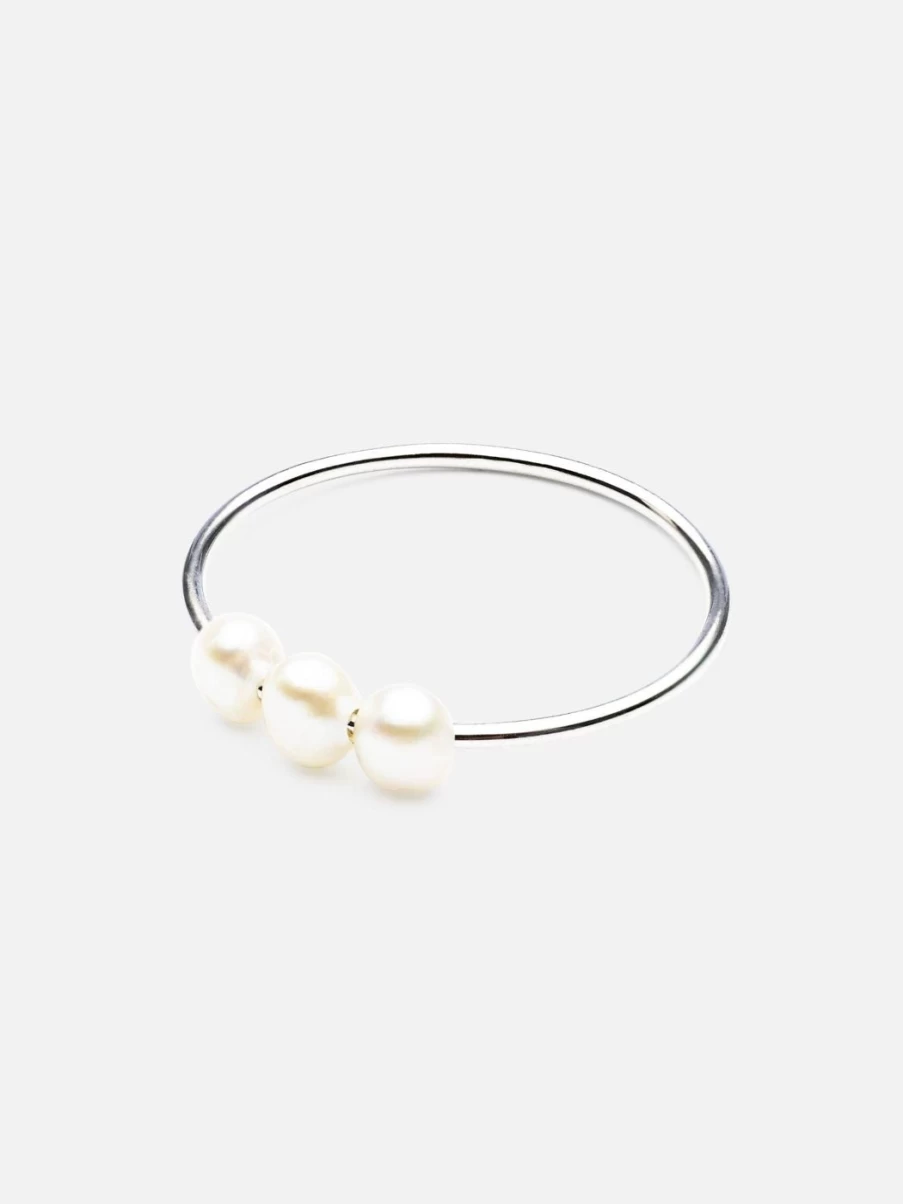 Noor Shamma Sterling Silver Troika Trio Ring - Elegant Stackable Band for Women