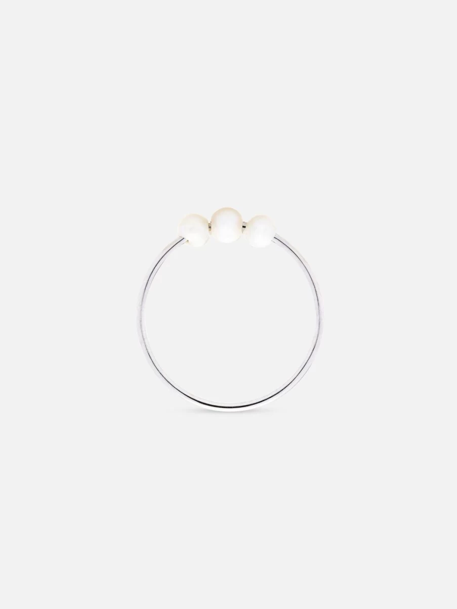 Noor Shamma Sterling Silver Troika Trio Ring - Elegant Stackable Band for Women