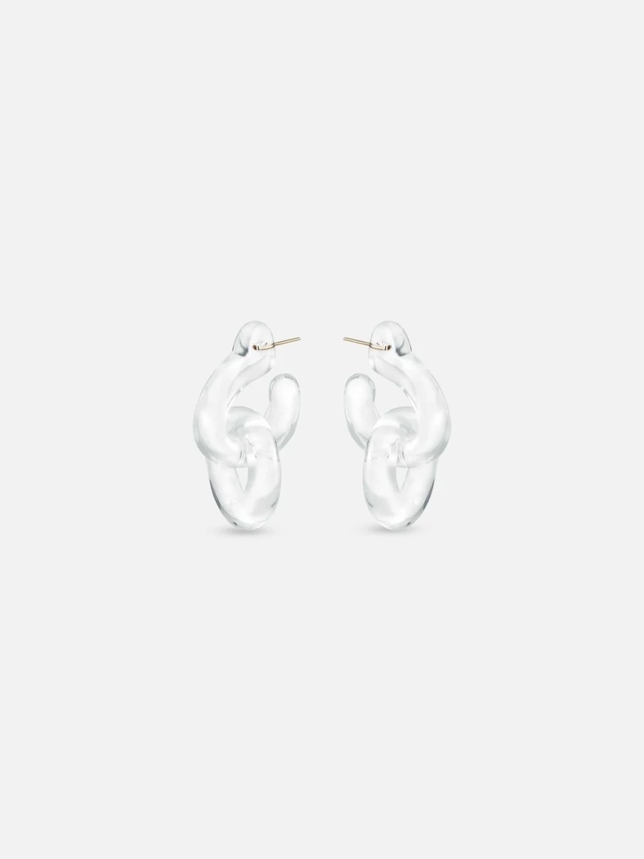 Annika Inez Clear Dual Glassy Hoops Earrings - Small Minimalist Hoops for Women