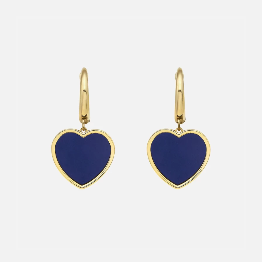 Lionheart Lapis Lazuli Heart Drop Huggie Earrings