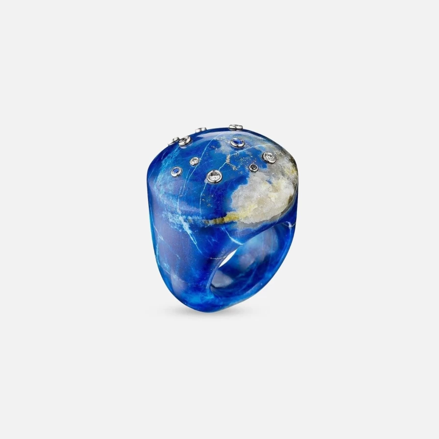 Bleecker & Prince Large Lapis Sky Blue Bubble Statement Ring