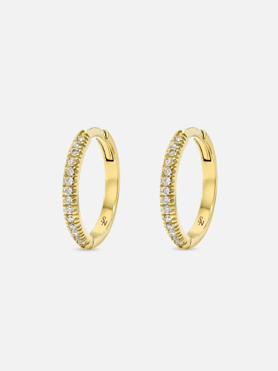 Stacy Nolan 13mm Diamond Huggie Hoop Earrings for Women - Sparkling Gold Hoops