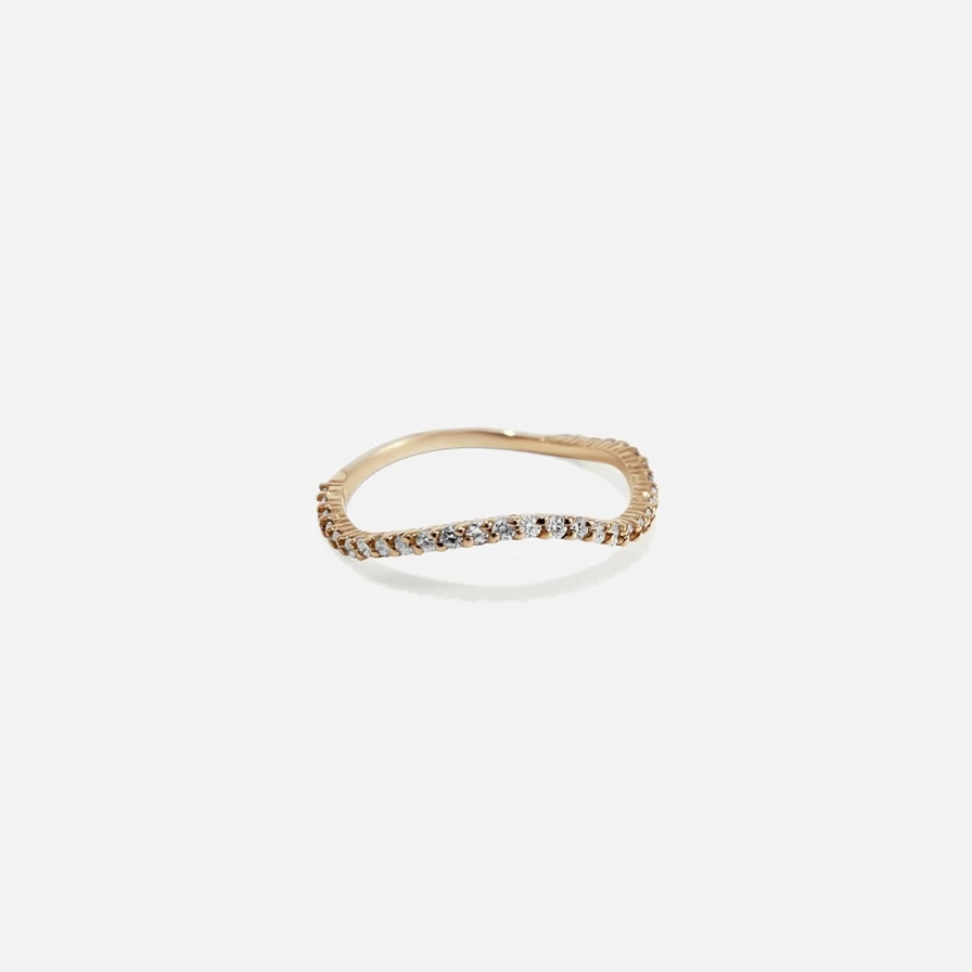 14K Yellow Gold Pave Diamond Ocean Wave Ring by Labulgara