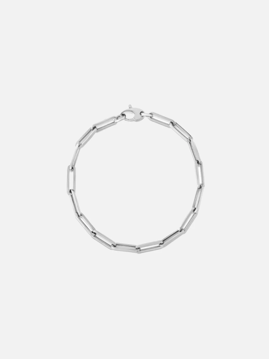 Noor Shamma White Gold Paperclip Bracelet Elegant Minimalist Jewelry