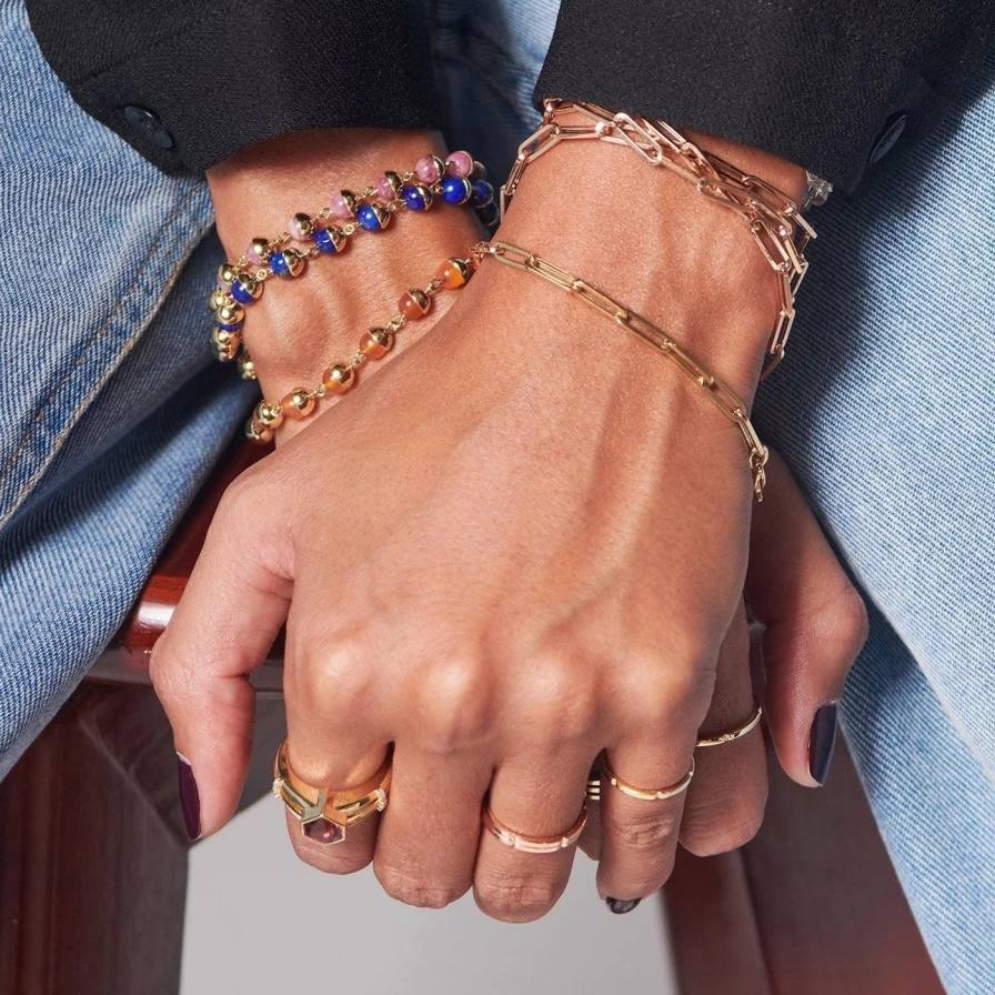 Noor Shamma White Gold Paperclip Bracelet Elegant Minimalist Jewelry