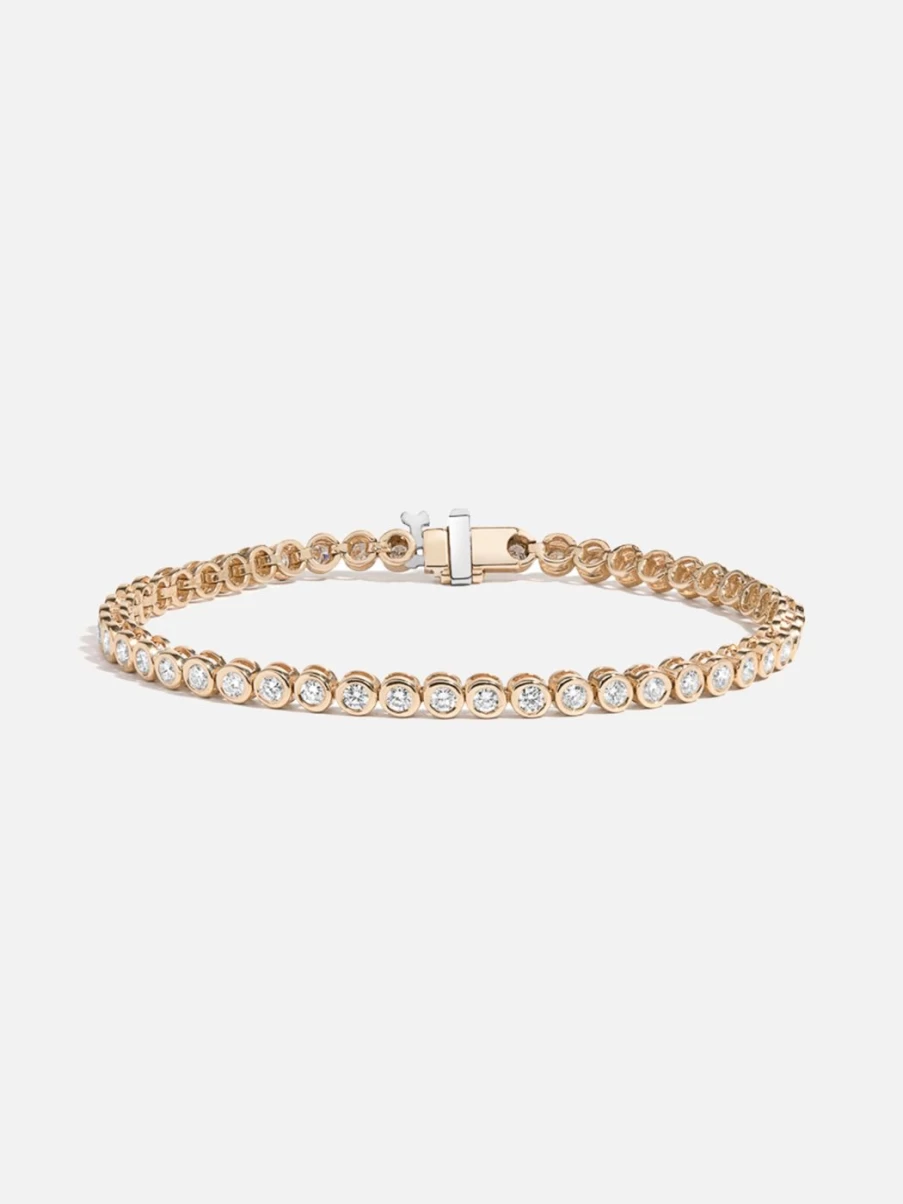 At Present 2.4 Carat Round Cut Cubic Zirconia Tennis Bracelet in Sterling Silver - Elegant Bezel Setting for Women