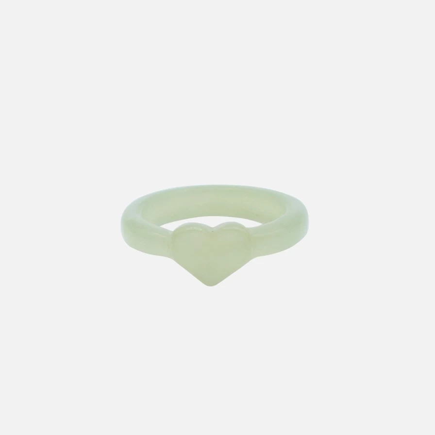 "Seree Green Jade Heart Ring - Elegant Gemstone Jewelry for Women"