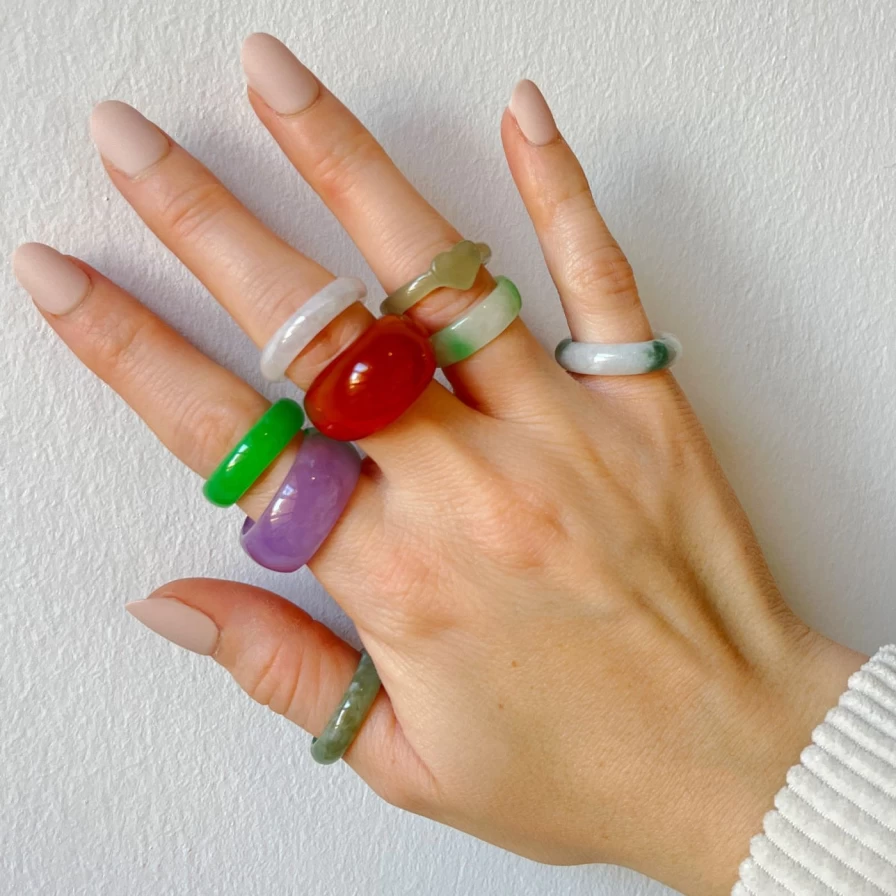 "Seree Green Jade Heart Ring - Elegant Gemstone Jewelry for Women"