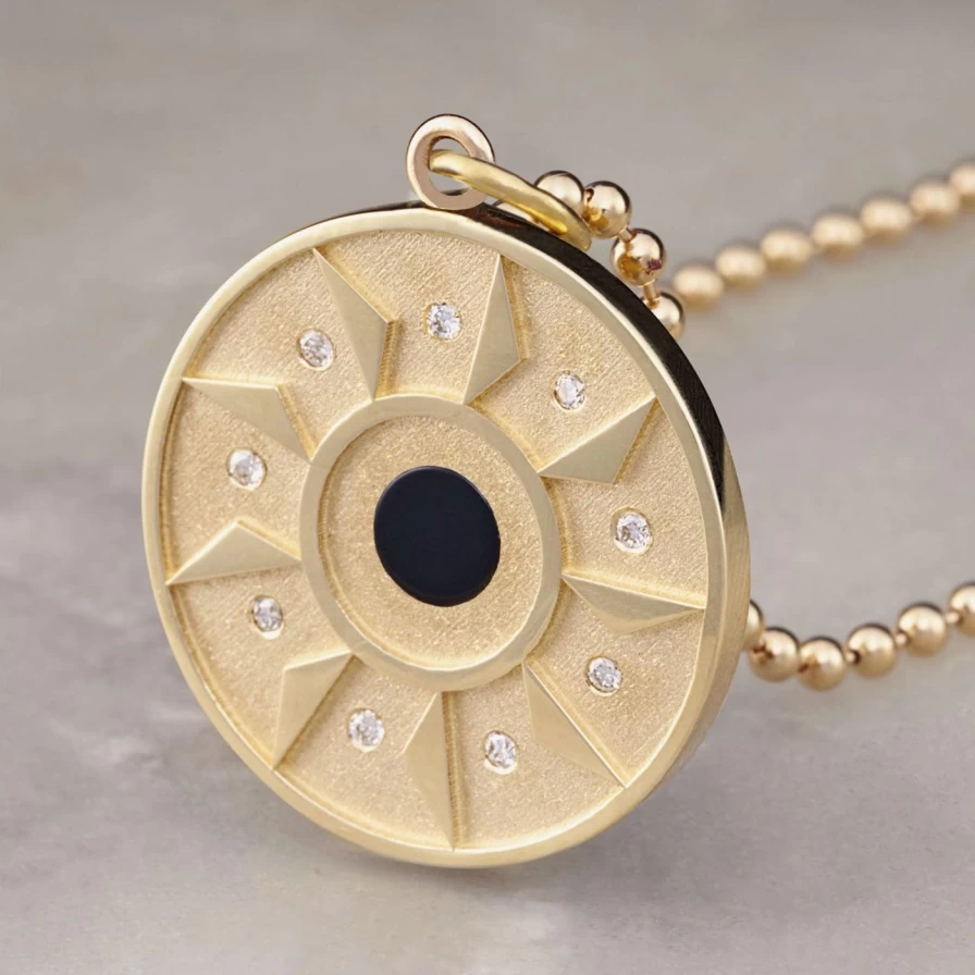 "EMBLM Fine Jewelry Ennead Necklace in 14K Yellow Gold – Elegant & Timeless"