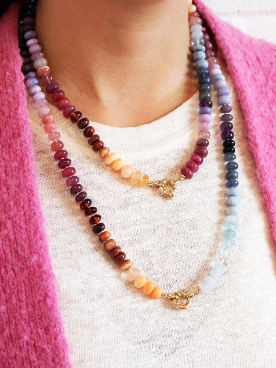 Encirkled Jewelry Ocean Sunset Gemstone Pendant Necklace for Women