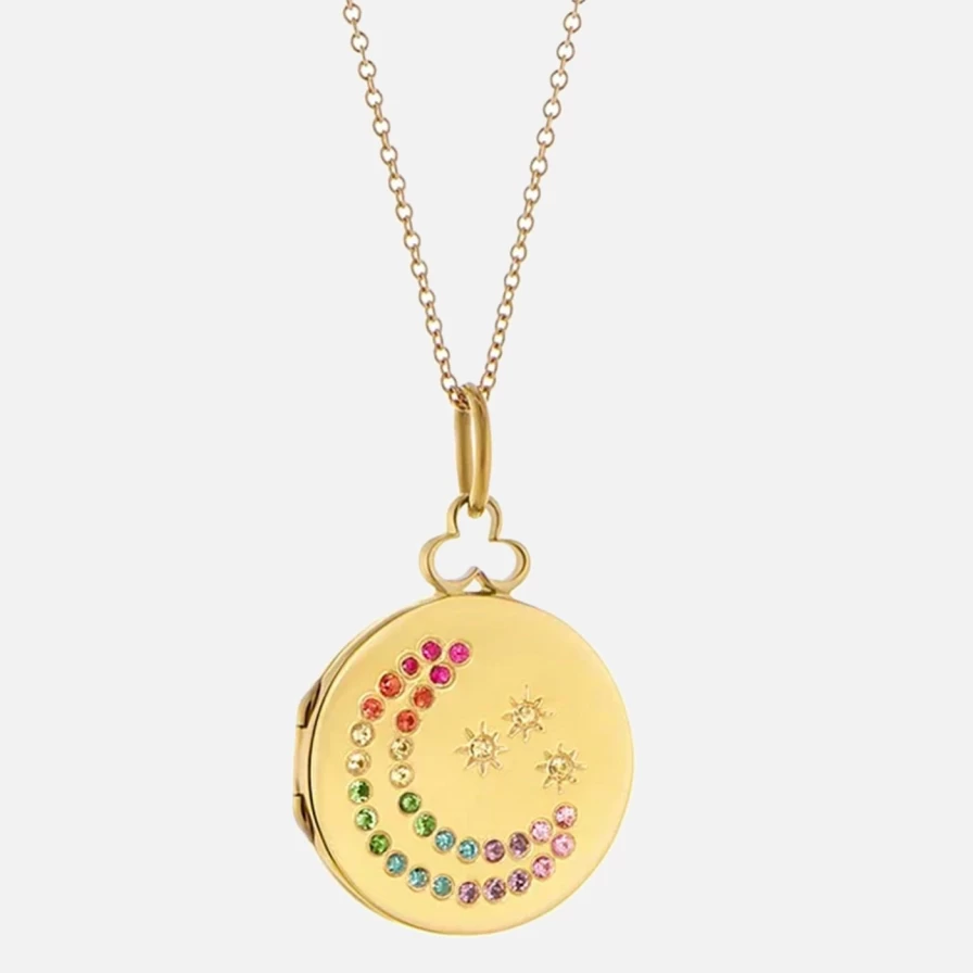Devon Woodhill Small Moon and Stars Locket Necklace - Elegant Celestial Jewelry