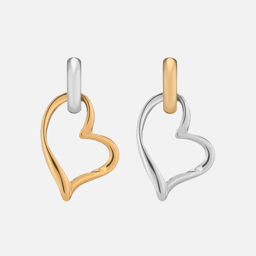 NOTTE Gothic Heavy Metal Heart Stud Earrings for Women - Punk Rock Jewelry Gift