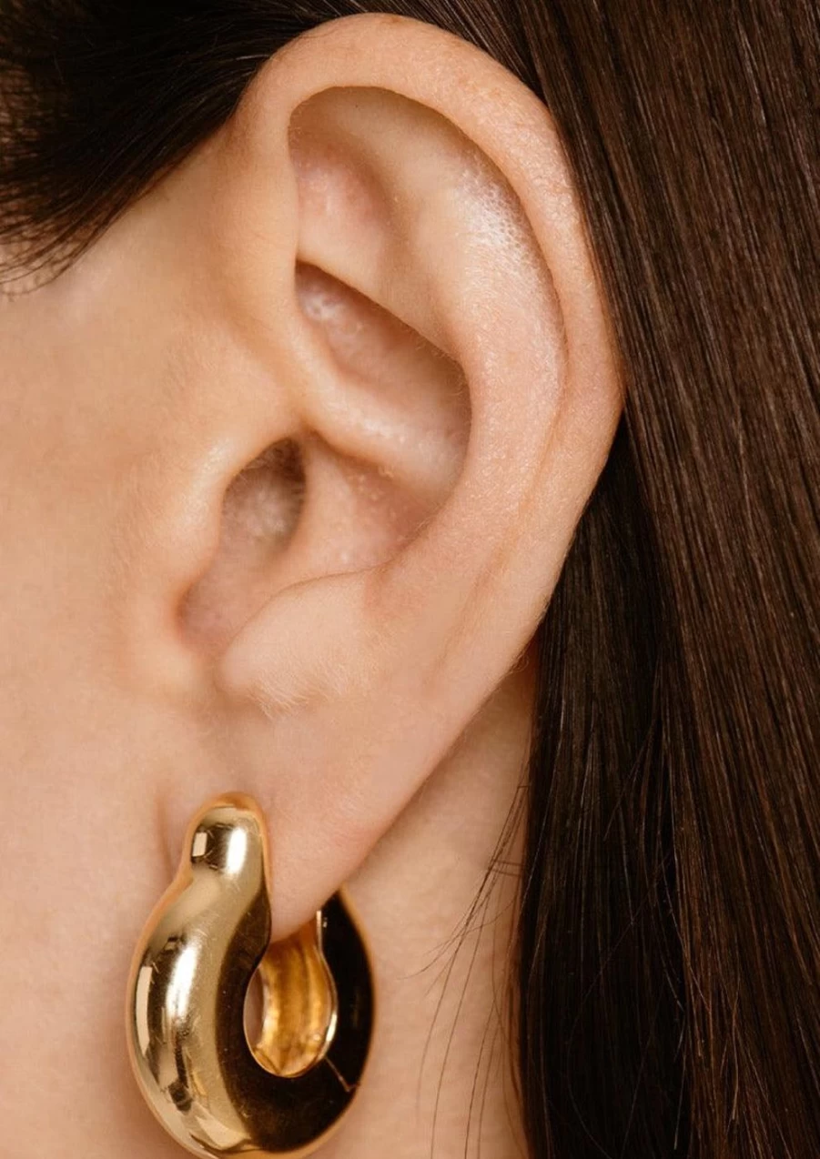 Annika Inez Gold Plated Ample Hinge Hoops - Large Statement Earrings