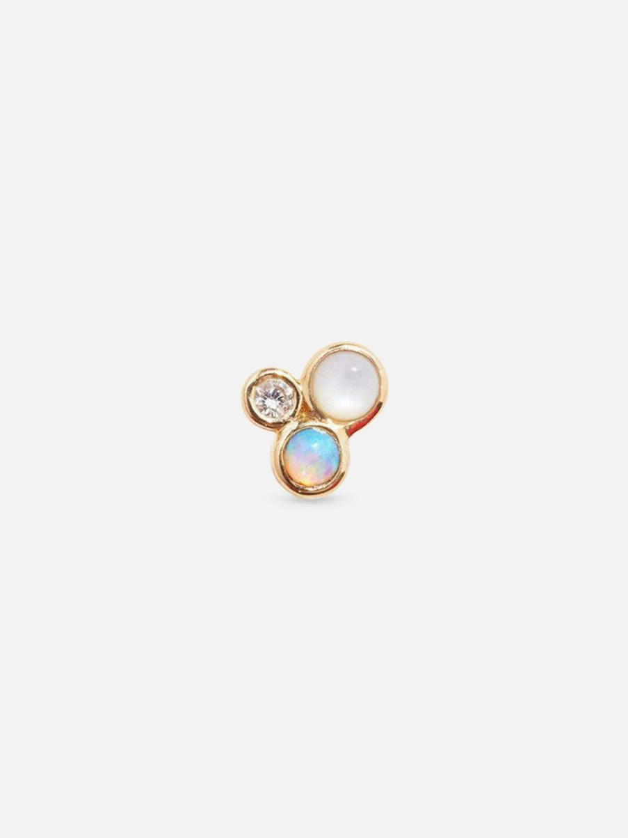 Pamela Love Opal Bezel Set Trio Stud Earrings - 14K Gold Minimalist Dainty Jewelry