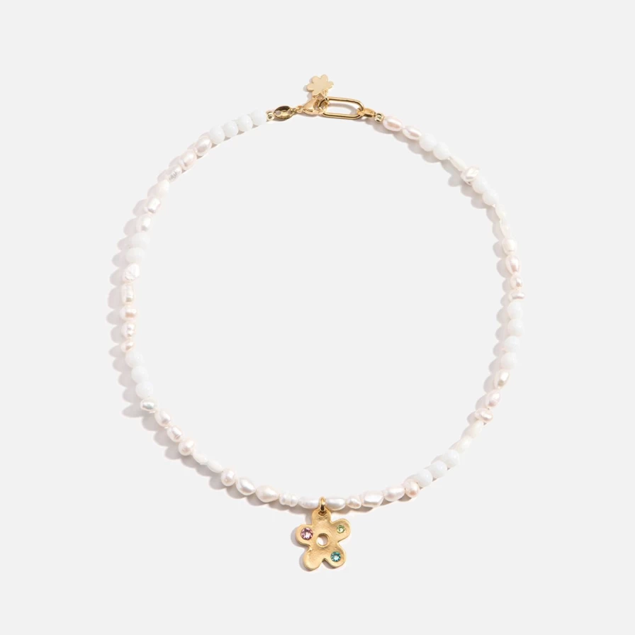 NOTTE Pearlescent Flower Necklace - Elegant Pow Pow Beaded Jewelry for Women