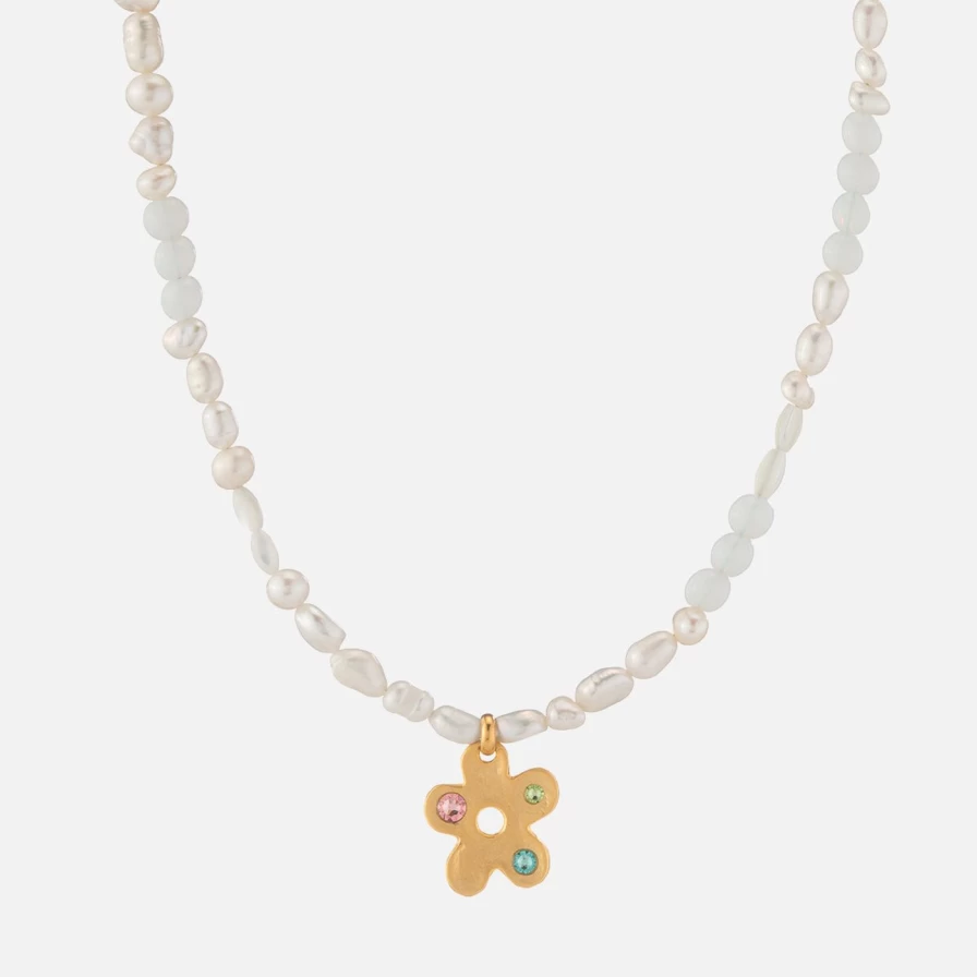 NOTTE Pearlescent Flower Necklace - Elegant Pow Pow Beaded Jewelry for Women