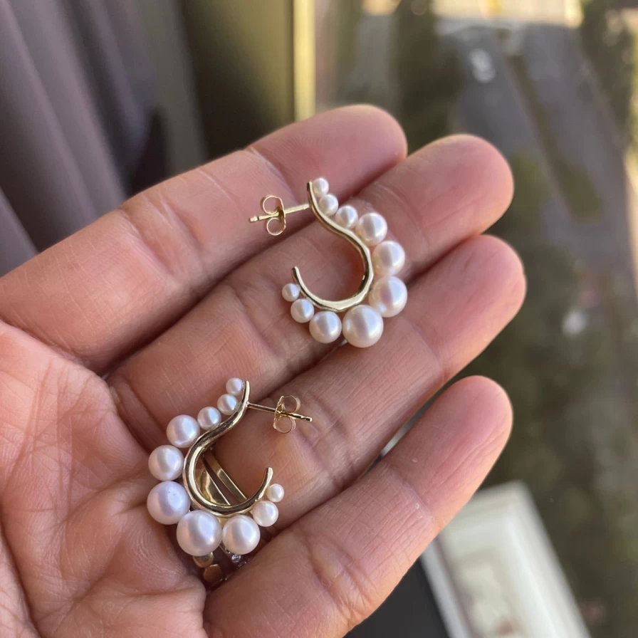 White Space Pearl Drop Earrings - Elegant Cascading Pearl Jewelry for Women