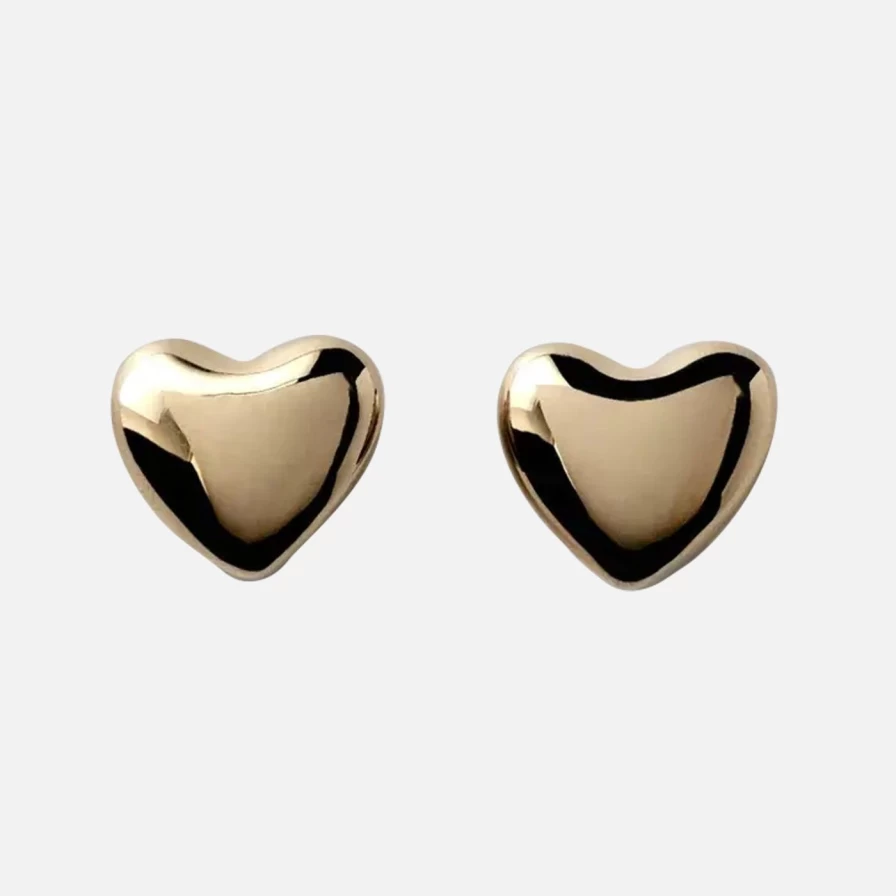 Annika Inez Gold Plated Voluptuous Heart Earrings - Large Statement Jewelry