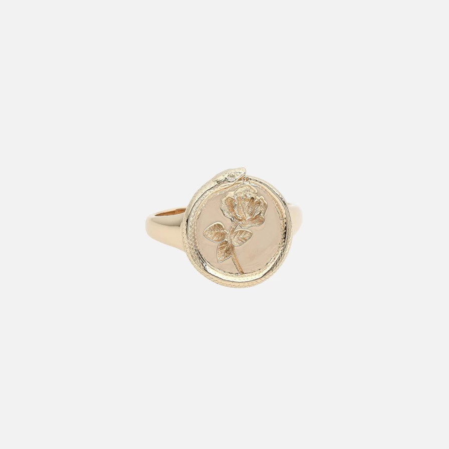 Talon Jewelry Rose Ouroboros Signet Ring - Handcrafted Gothic Snake Ring for Women & Men