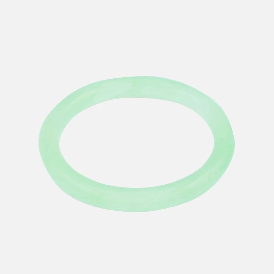 Seree Cyan Jadeite Stone Skinny Bangle Bracelet, Pond Design Handmade Jewelry
