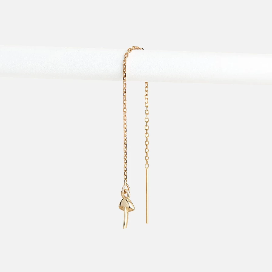 Talon Jewelry Tiny Mushroom Threader Earrings - Delicate Dangle Earrings for Women