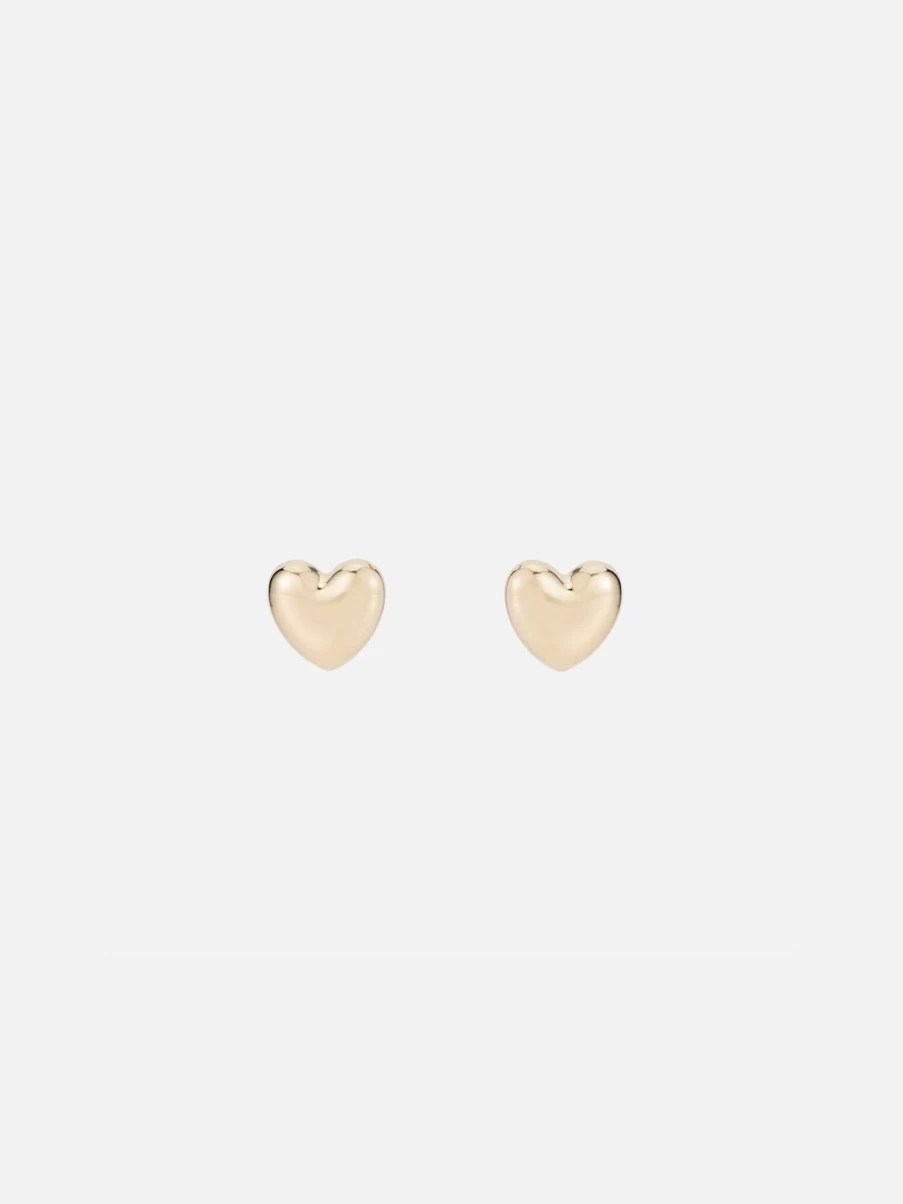 Ariel Gordon Jewelry Heart Helium Stud Earrings - 14K Gold Minimalist Hoop Studs