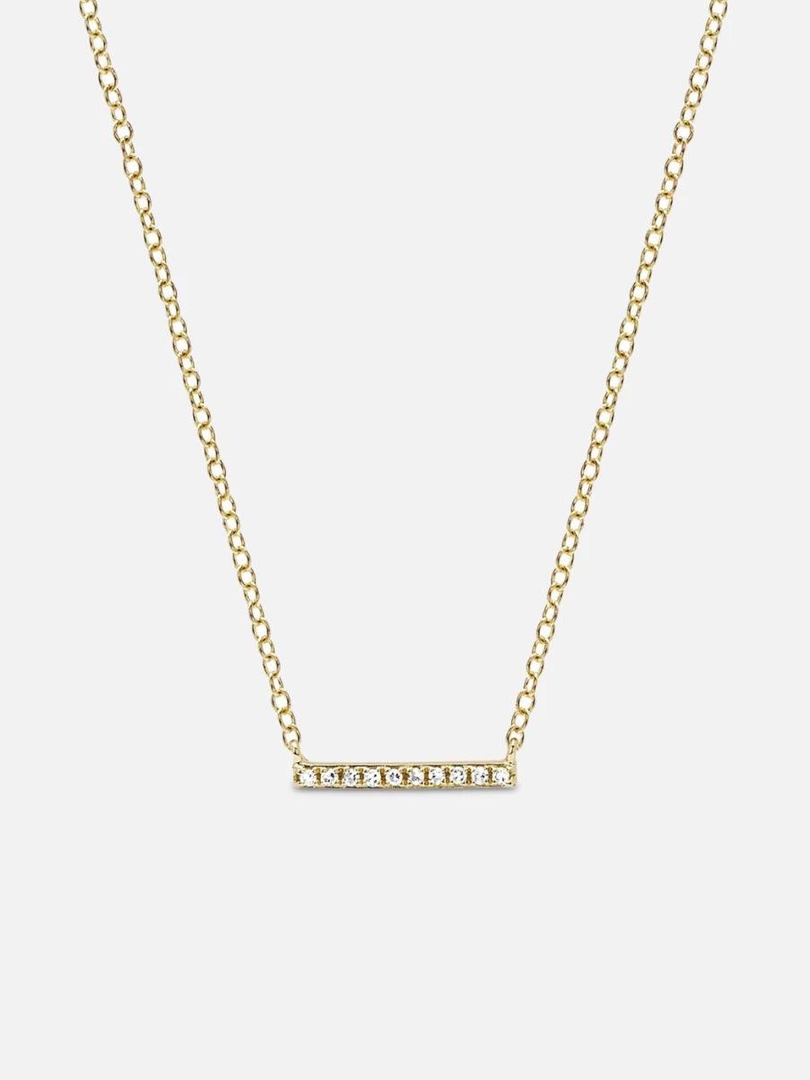 EF Collection Mini Diamond Bar Pendant Necklace - Elegant Dainty Gold Layering Chain for Women