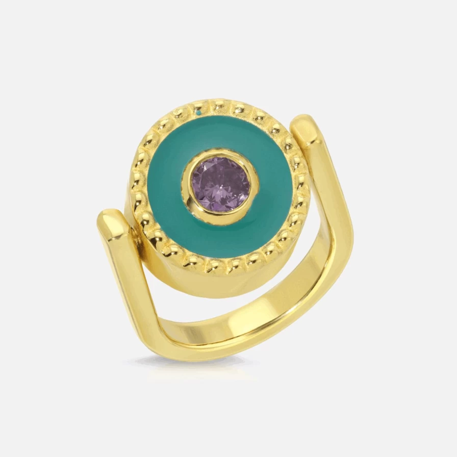Monbouquette Reversible Poppy Gold Coin Pinky Ring - Two-Tone Fashion Jewelry