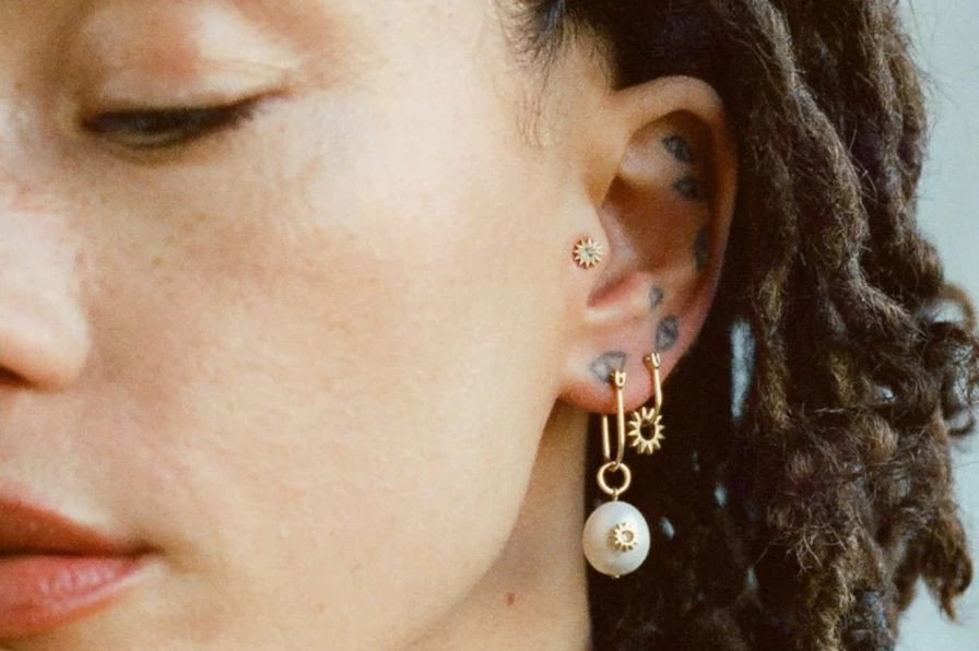 14K Yellow Gold Baby Spur Earrings by EMBLM Fine Jewelry – Dainty Western Style Hoops