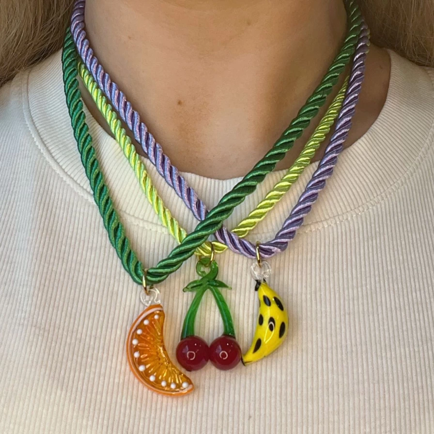 NOTTE Light Green Cherry Frutta Necklace - Elegant Fruit Jewelry