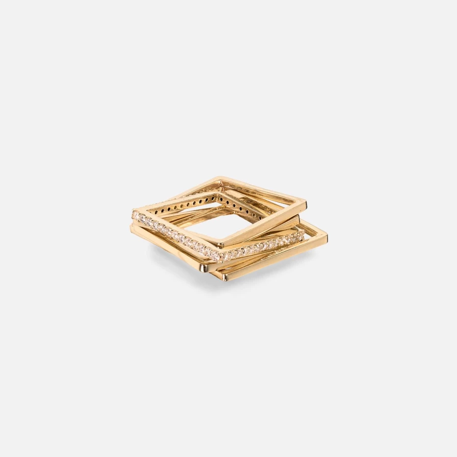 Leslie Paige Jewelry 5 Band Interlocking Puzzle Ring in 14K Yellow Gold for Women
