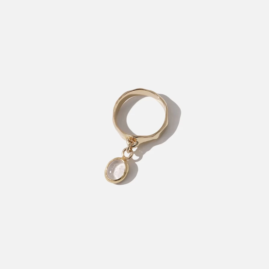 CLED Elegant Oval Dangling Ring - Sterling Silver Minimalist Dangle Ring for Women