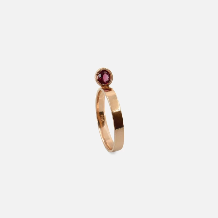 Leslie Paige Jewelry Perched Round Ruby Stacking Ring - Elegant Gold Stackable Band for Women