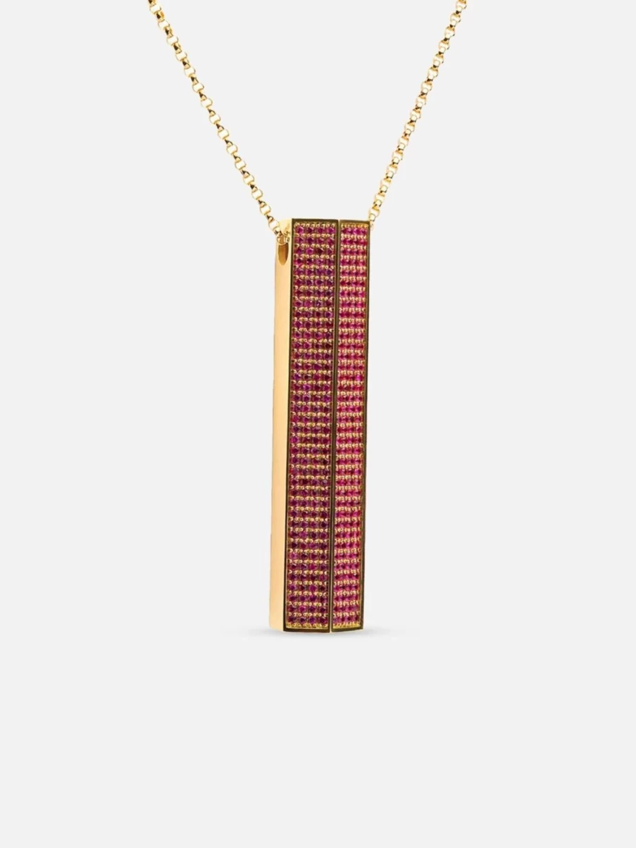 Noor Shamma Luz Amulet Bar Necklace - Elegant Pendant Jewelry for Women