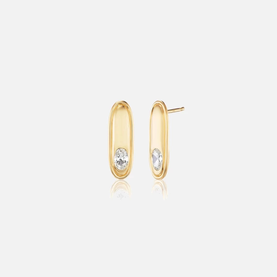 Akaila Reid Ridge Edge Button Earrings - Minimalist Stud Earrings for Women