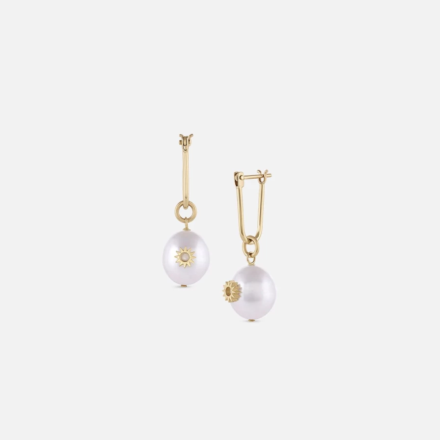 14K Yellow Gold Pearl Mini Spur Earrings by EMBLM Fine Jewelry
