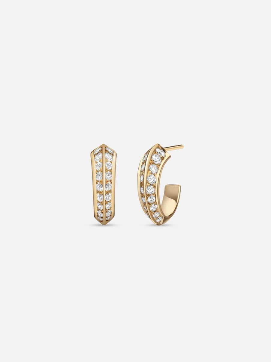 Selin Kent Eva Hoops | White Diamond Stud Earrings for Women | 18K Gold Plated Elegant Jewelry Gift