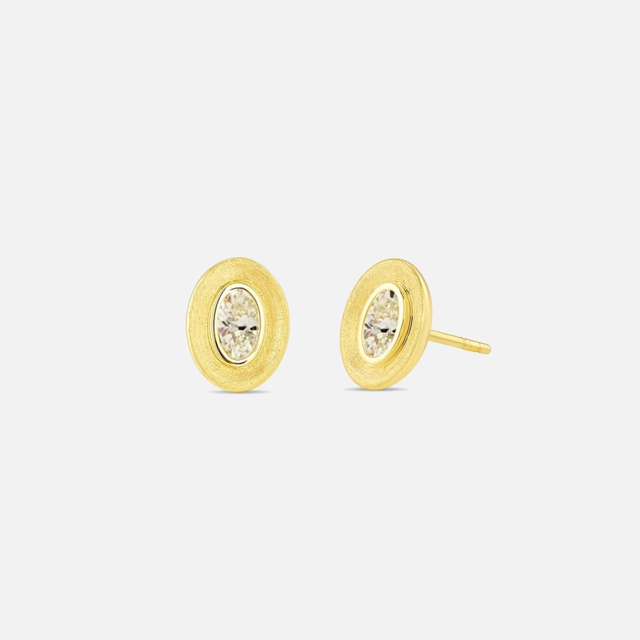 Jennifer DeMoro Stardust Oval Stud Earrings - Sparkling Crystal Studs for Women