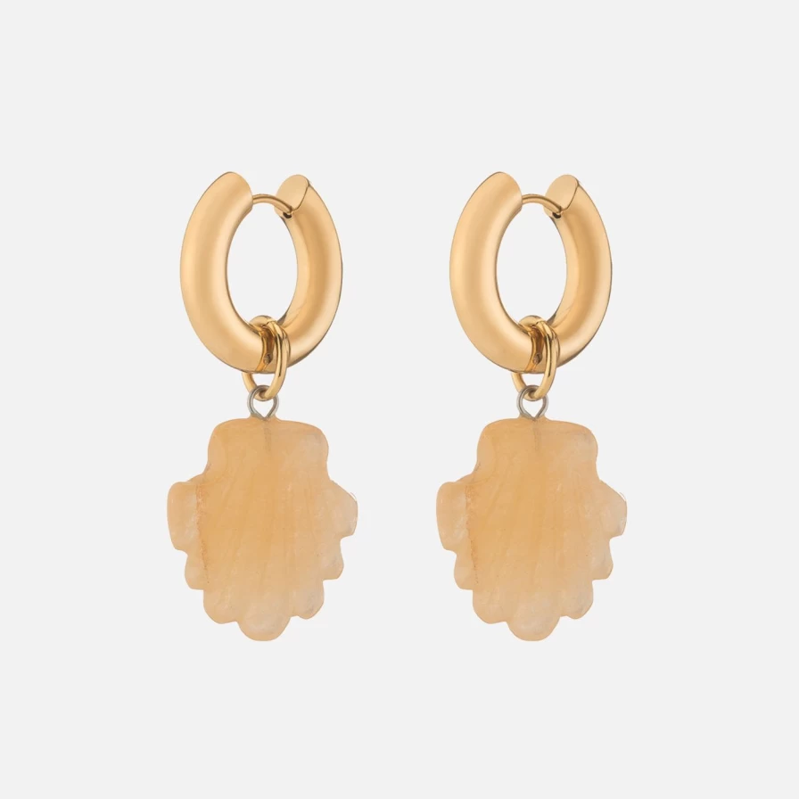 "NOTTE Yellow Jade Shell We Dance Earrings – Handcrafted Bohemian Dangle Jewelry"
