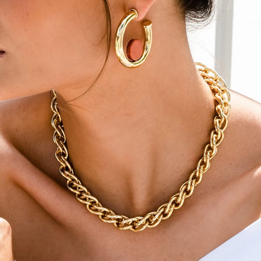 Christina Caruso Braided Chain Necklace - Elegant Gold-Plated Layering Necklace for Women