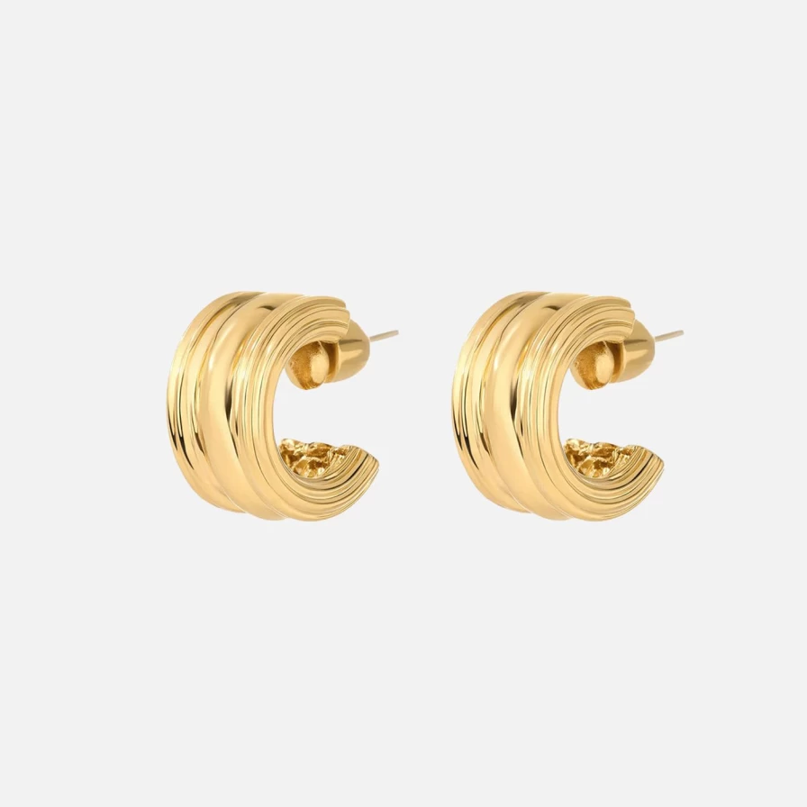Christina Caruso Baby Gold Plated Triple Hoop Earrings for Infants